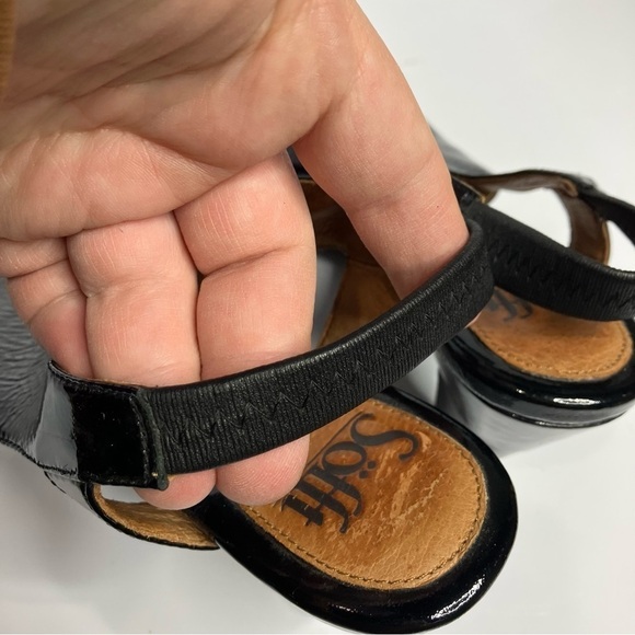 Sofft black patent leather sling back pumps peep toe shoes size 8.5 - Picture 5 of 7